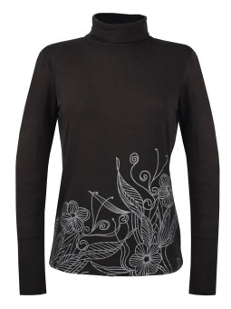 Tee-shirt noir SH1005N col roulé sérigraphie coton lycra
