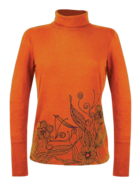 Tee-shirt orange SH1005O col roulé sérigraphie coton lycra