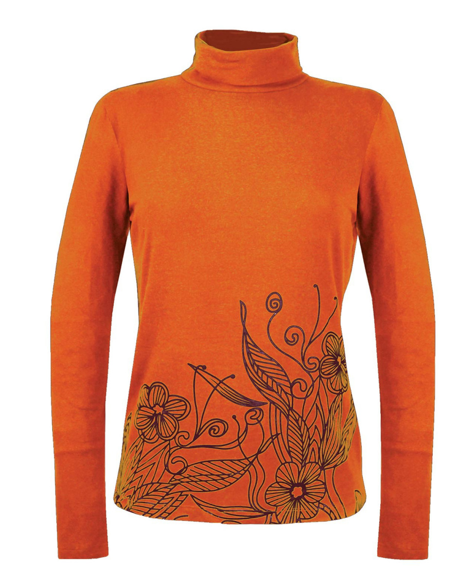 Tee-shirt orange SH1005O col roulé sérigraphie coton lycra