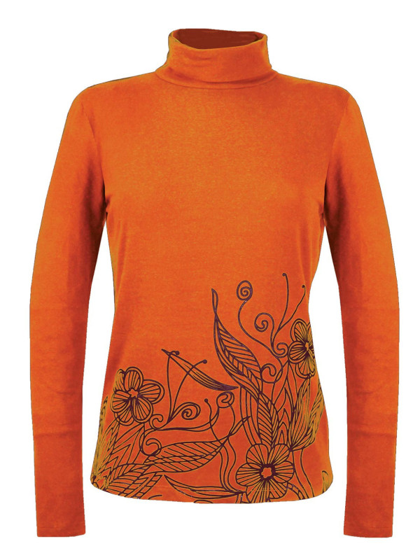 Tee-shirt orange SH1005O col roulé sérigraphie coton lycra