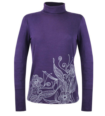 Tee-shirt violet SH1005V col roulé sérigraphie coton lycra