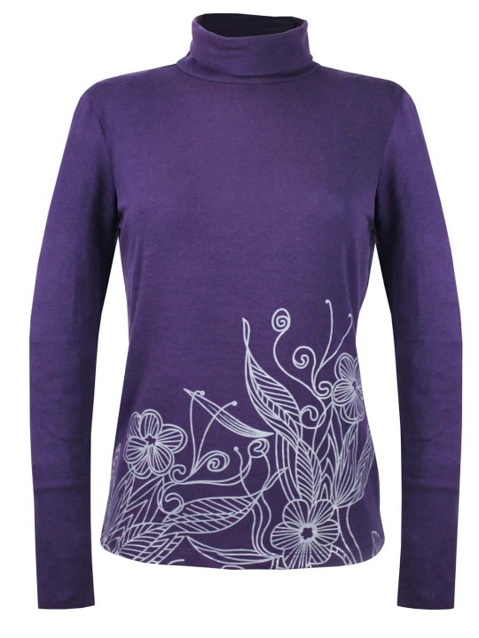 Tee-shirt violet SH1005V col roulé sérigraphie coton lycra