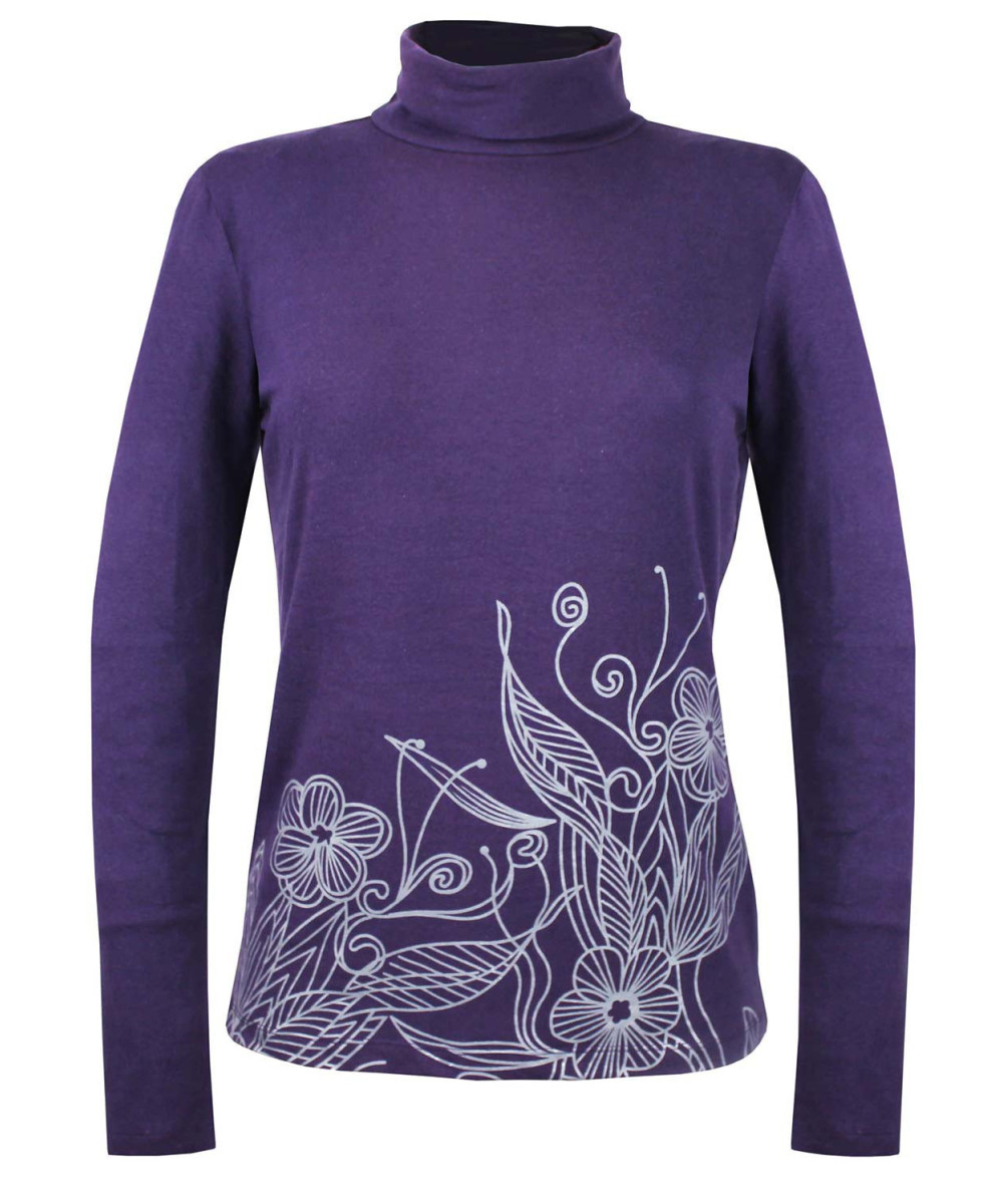 Tee-shirt violet SH1005V col roulé sérigraphie coton lycra