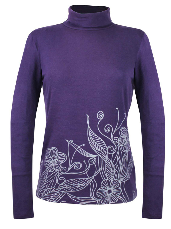 Tee-shirt violet SH1005V col roulé sérigraphie coton lycra