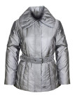 Veste matelassée grise femme – Ceinture taille, col chic