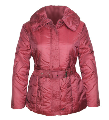 Veste matelassée rouge femme – Ceinture ajustable, col chic