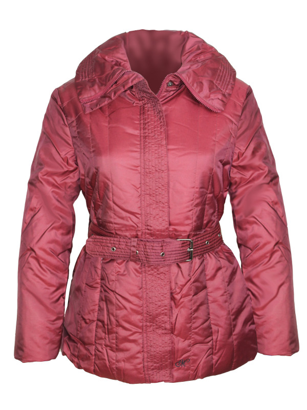 Veste matelassée rouge femme – Ceinture ajustable, col chic