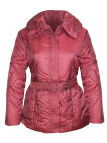 Veste matelassée rouge femme – Ceinture ajustable, col chic