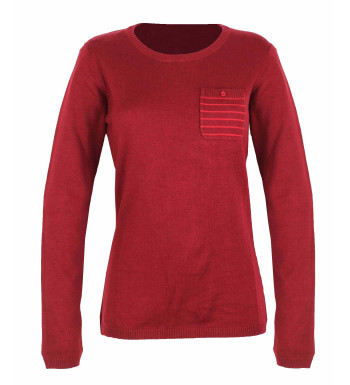 Pull coton fin SHARON4 carmin/rose – Poche fantaisie femme