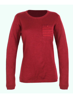 Pull grande taille coton SHARON4GT carmin/rose – Détail fantaisie