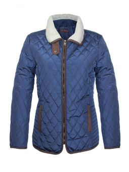 Veste matelassée bleue femme – Col suédine et chaleur chic
