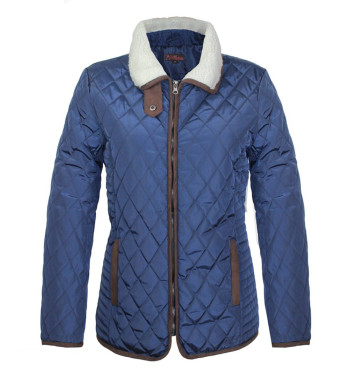 Veste matelassée bleue femme – Col suédine et chaleur chic