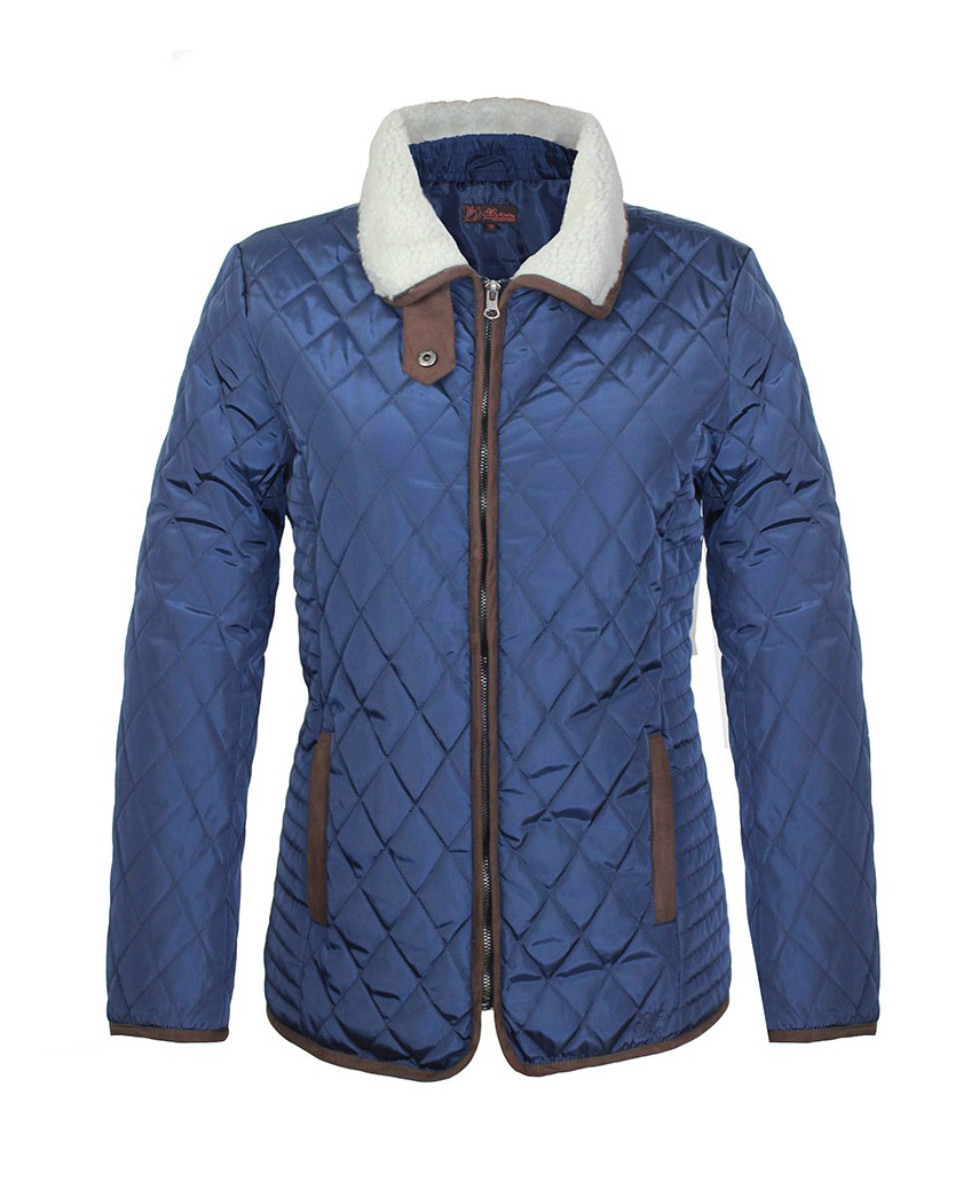 Veste matelassée bleue femme – Col suédine et chaleur chic