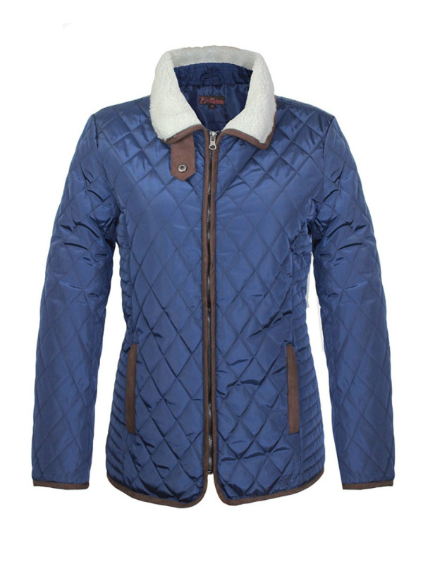 Veste matelassée bleue femme – Col suédine et chaleur chic