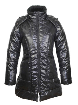 Manteau matelassé femme noir – Capuche amovible, très chaud