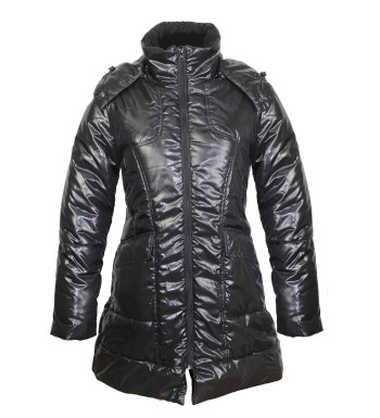 Manteau matelassé femme noir – Capuche amovible, très chaud