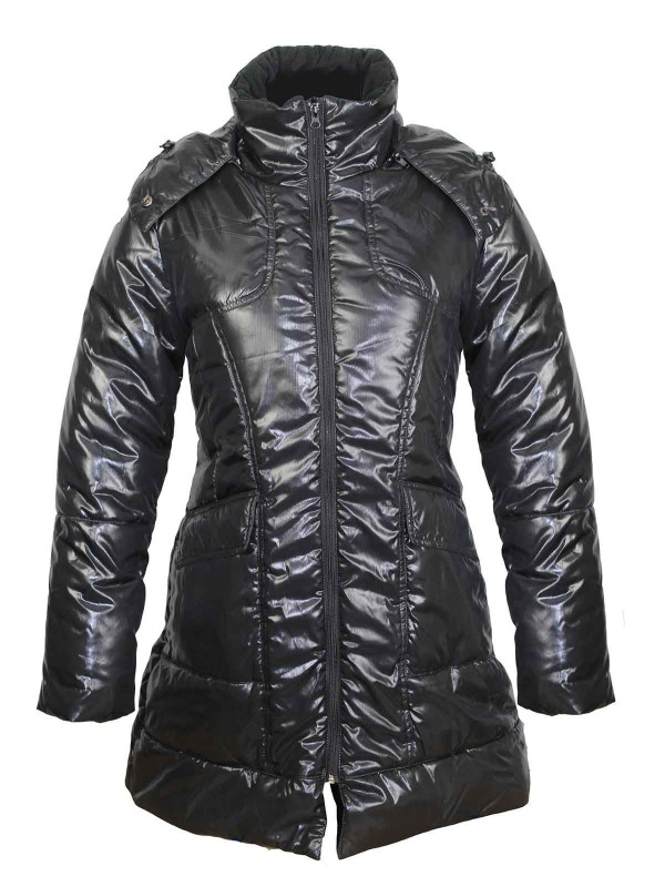 Manteau matelassé femme noir – Capuche amovible, très chaud