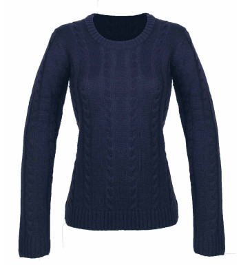 Pull torsadé marine STEVA2 femme – Laine & acrylique chic