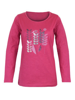 Tee-shirt femme fushia coton flammé – Sérigraphie tendance