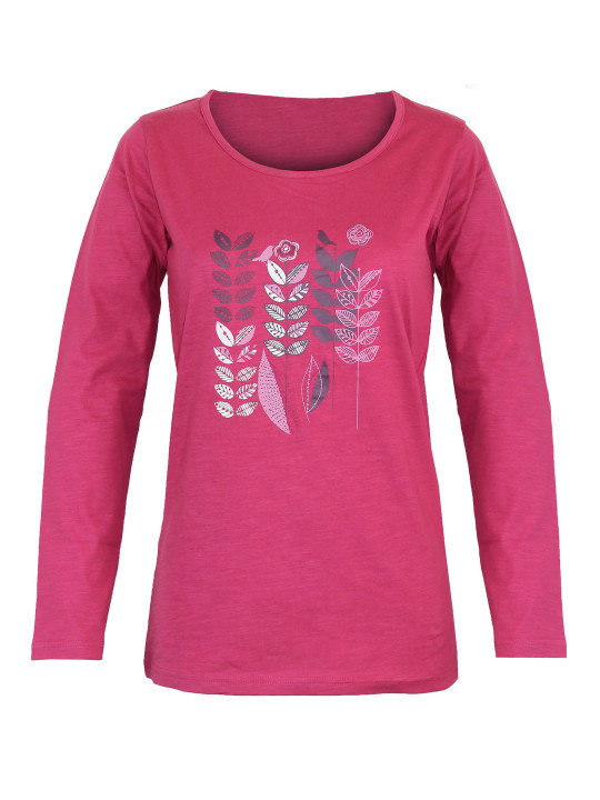 Tee-shirt femme fushia coton flammé – Sérigraphie tendance
