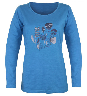 Tee-shirt femme bleu coton flammé – Sérigraphie tendance