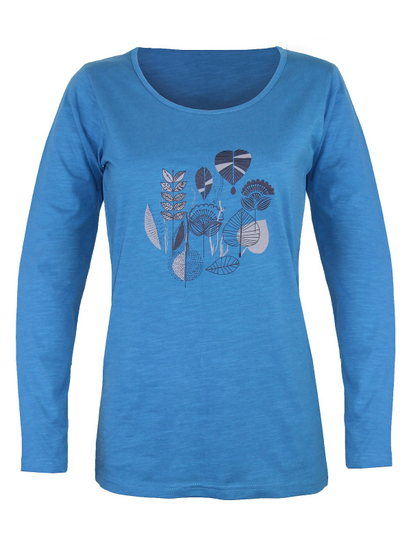 Tee-shirt femme bleu coton flammé – Sérigraphie tendance