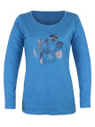 Tee-shirt femme bleu coton flammé – Sérigraphie tendance