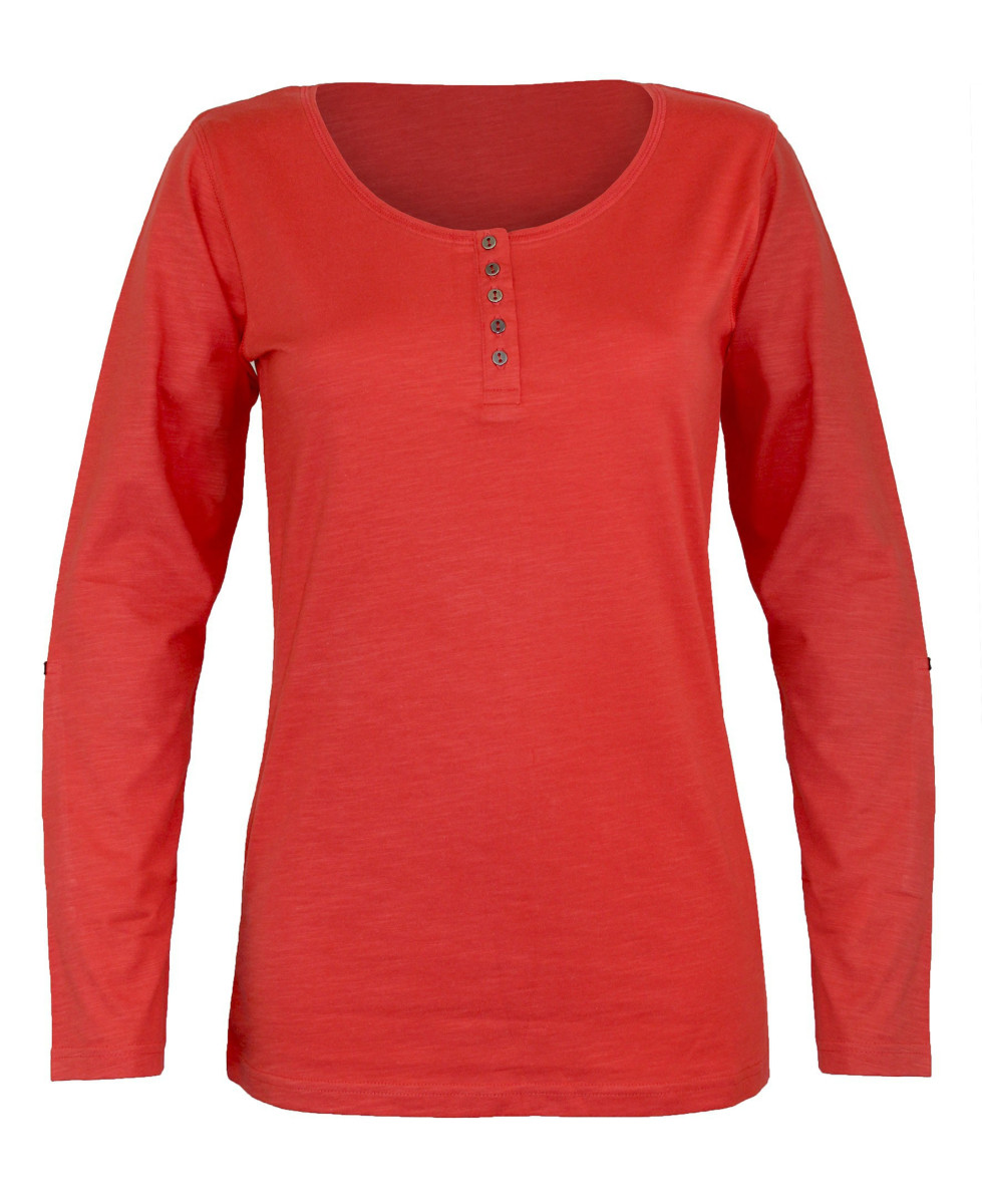 Tee-shirt femme orange coton flammé – Manche retroussable chic