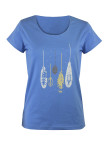 Tee-shirt bleu TEEF4006A col rond sérigraphie coton femme