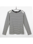 Tee-shirt femme rayé écru, clous fantaisie – Coton acrylique