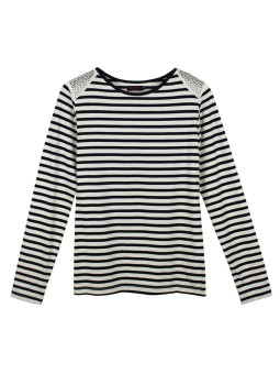 Tee-shirt rayé strass femme – Manches longues, coton acrylique