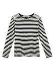 Tee-shirt rayé strass femme – Manches longues, coton acrylique