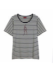 Tee-shirt rayé écru marine TF333E femme