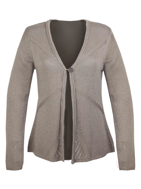 Gilet femme taupe TF398T – Manches longues, bouton unique