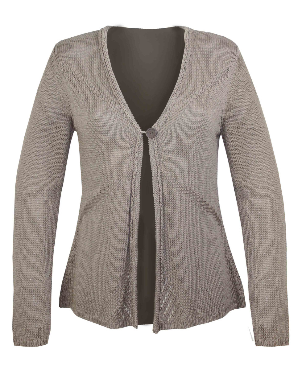 Gilet femme taupe TF398T – Manches longues, bouton unique