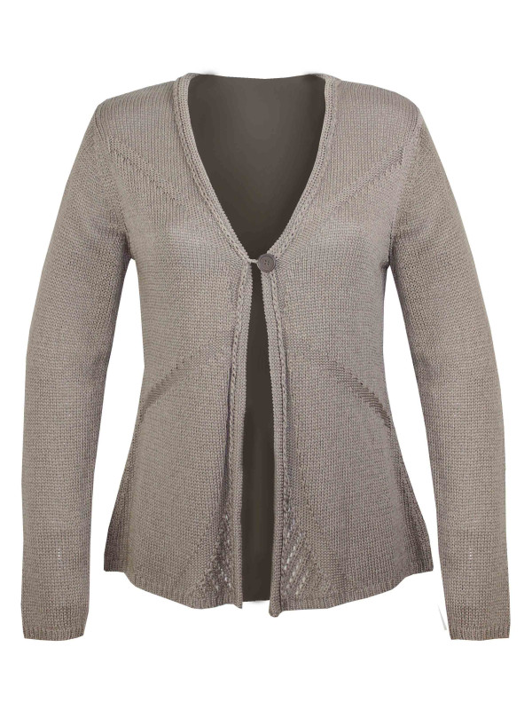 Gilet femme taupe TF398T – Manches longues, bouton unique