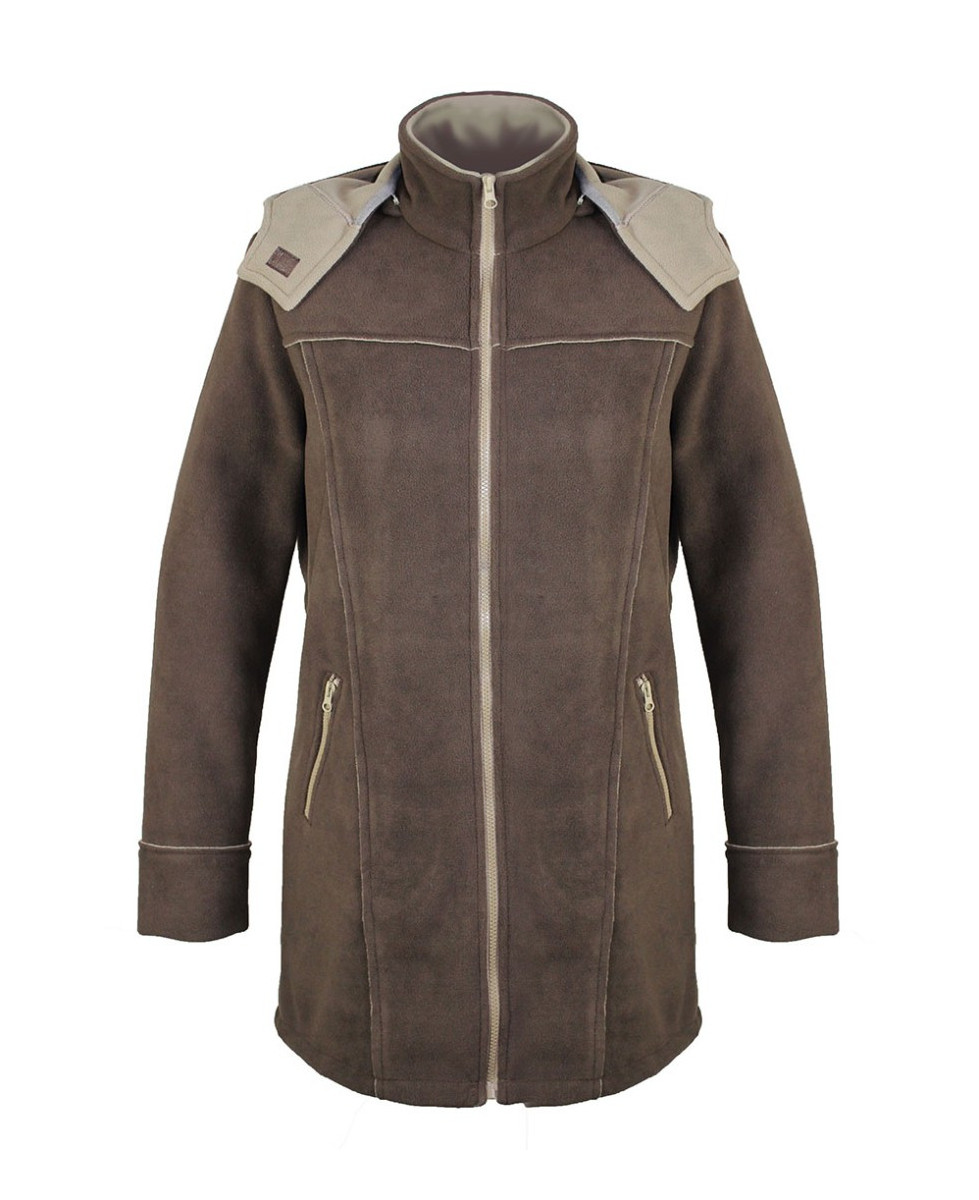 Manteau Polaire Femme Caban TOKYO3 Marron Choco - Promo Chaleur