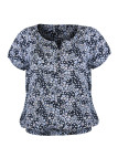 Chemisier bleu fleuri femme – Viscose, manches courtes, boutons