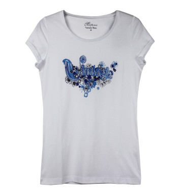 Tee-shirt blanc VALOU1 sérigraphie col rond coton femme