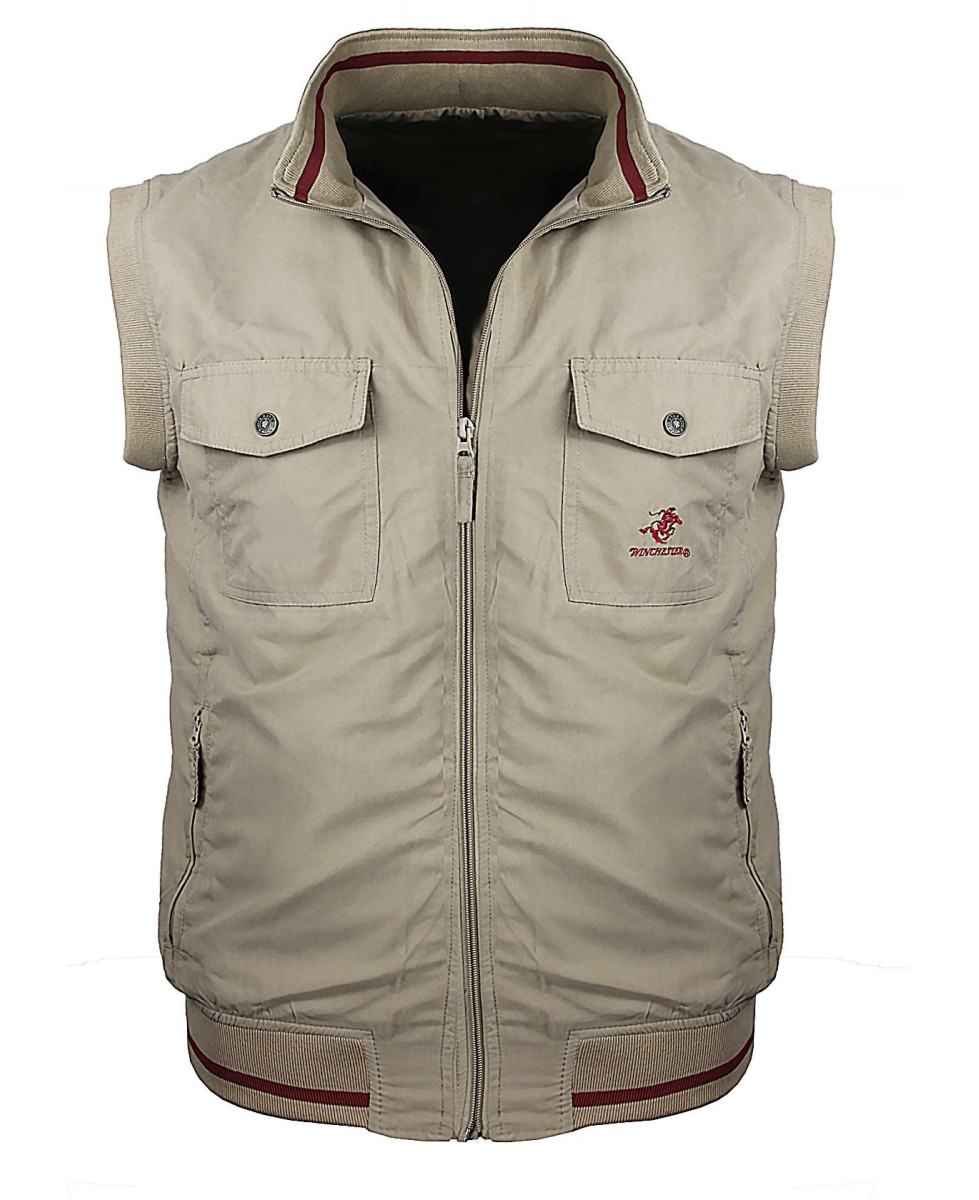 Gilet sans manches WINCHESTER beige ou bordeaux homme WE1213B