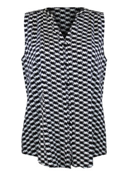 Chemisier sans manche noir/blanc femme – Viscose imprimé chic
