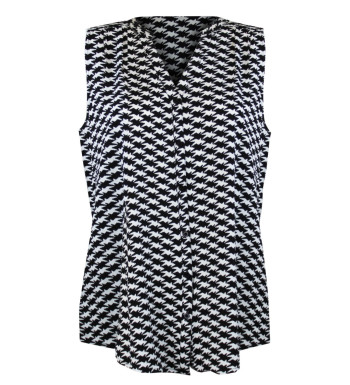 Chemisier sans manche noir/blanc femme – Viscose imprimé chic