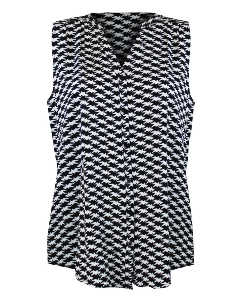 Chemisier sans manche noir/blanc femme – Viscose imprimé chic