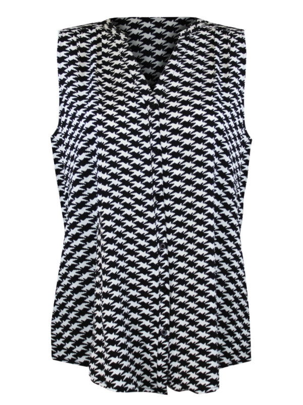 Chemisier sans manche noir/blanc femme – Viscose imprimé chic