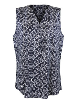 Chemisier sans manche noir femme – Viscose, col rond ouvert