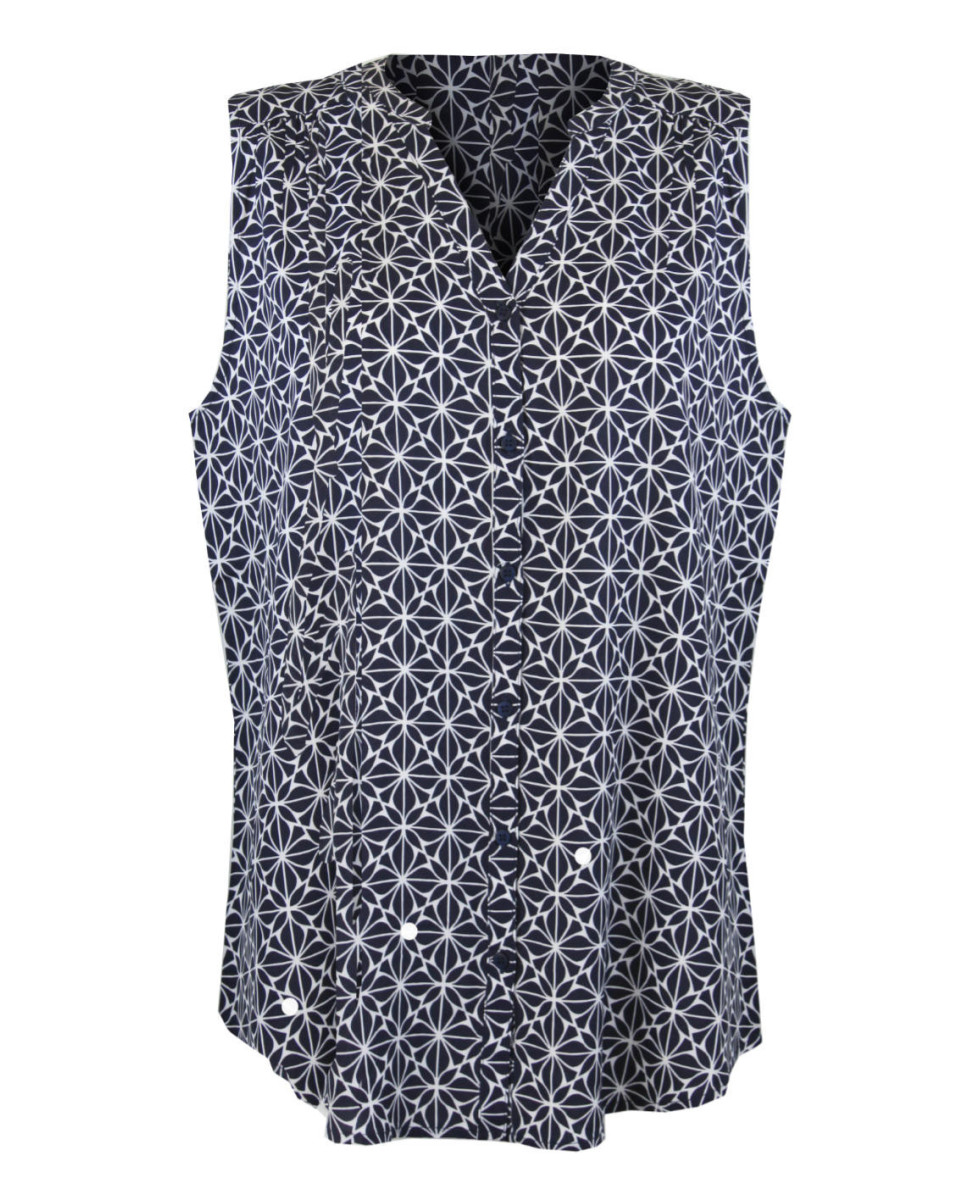 Chemisier sans manche noir femme – Viscose, col rond ouvert