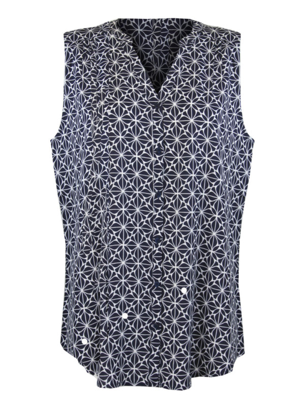 Chemisier sans manche noir femme – Viscose, col rond ouvert