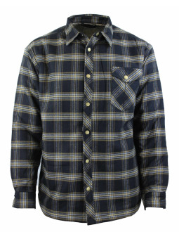 Veste homme chaude BRUNO5 à carreaux marin/beige