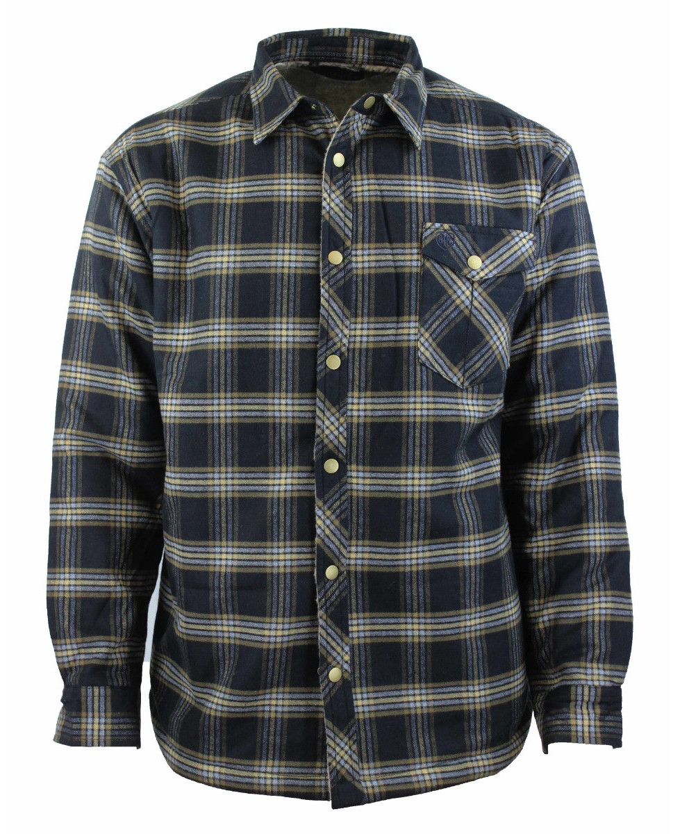 Veste homme chaude BRUNO5 à carreaux marin/beige