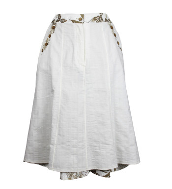 Jupe longue fleurie femme parme/blanc – Boutons, coton/polyester